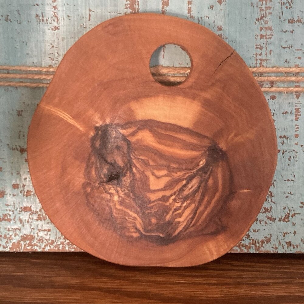 Olive Wood Rustic Natural Coaster Set of 6 with Holder Hand Made - Picture 7 of 16